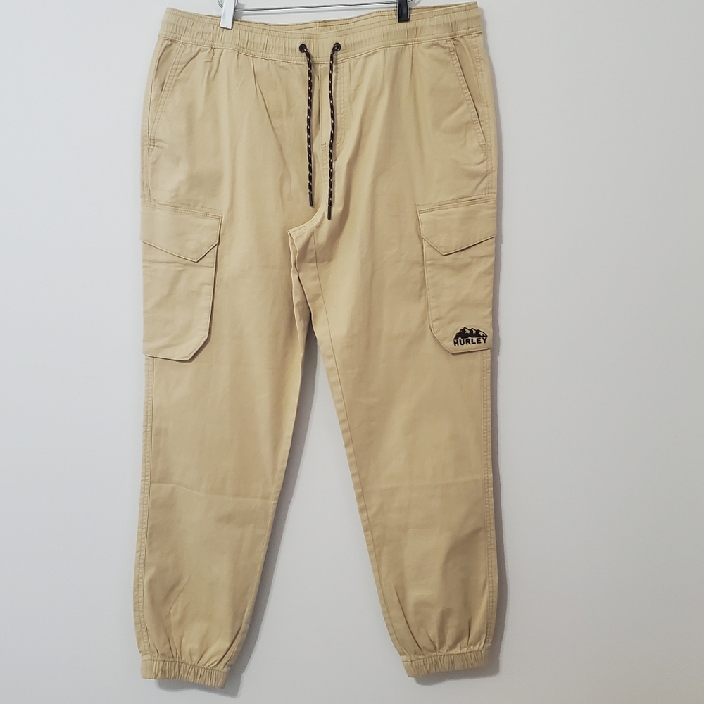 Hurley Cargo Jogger Pants Tan Mens Large